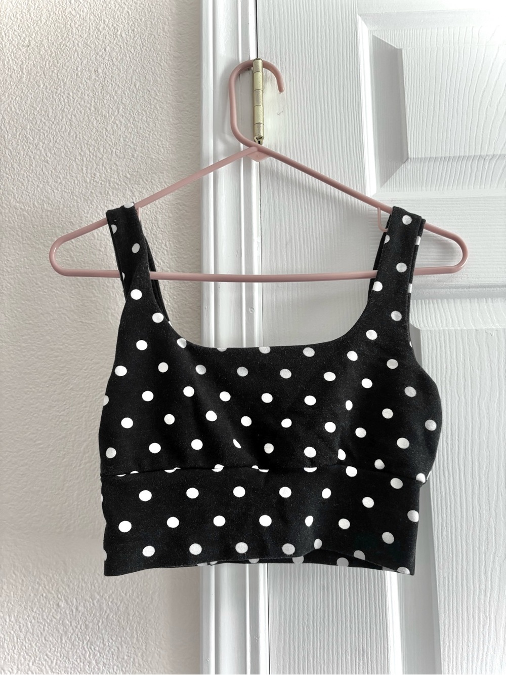 Black and White Polka Dot Ultra Cropped Top/Bralette XS